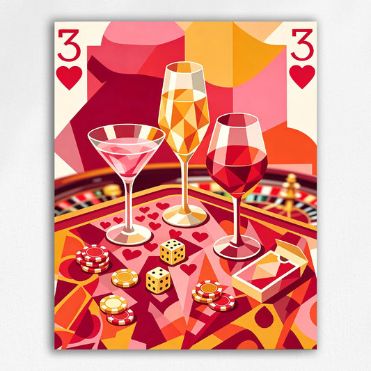 Gilded Three of Hearts