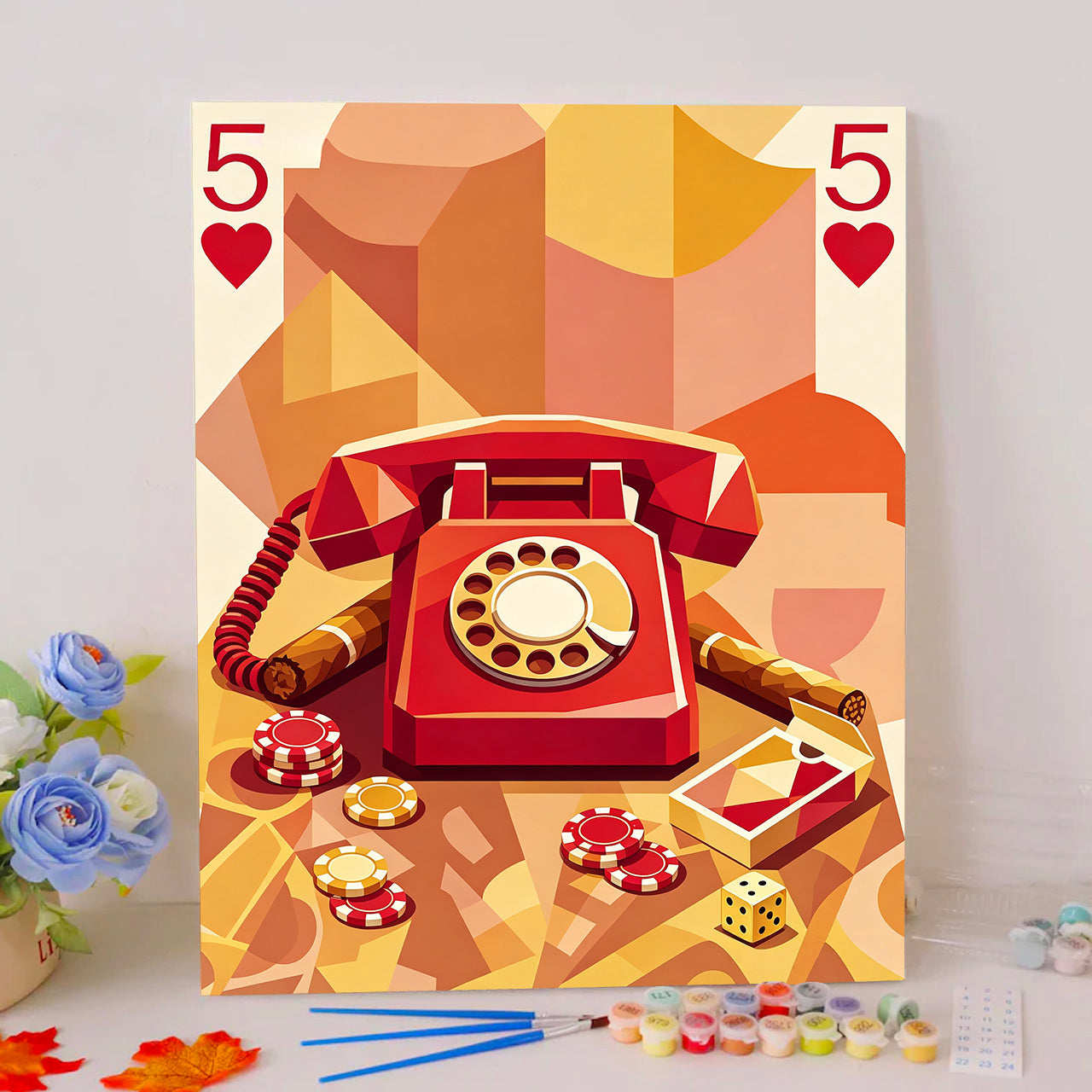 Vintage Phone Five of Hearts