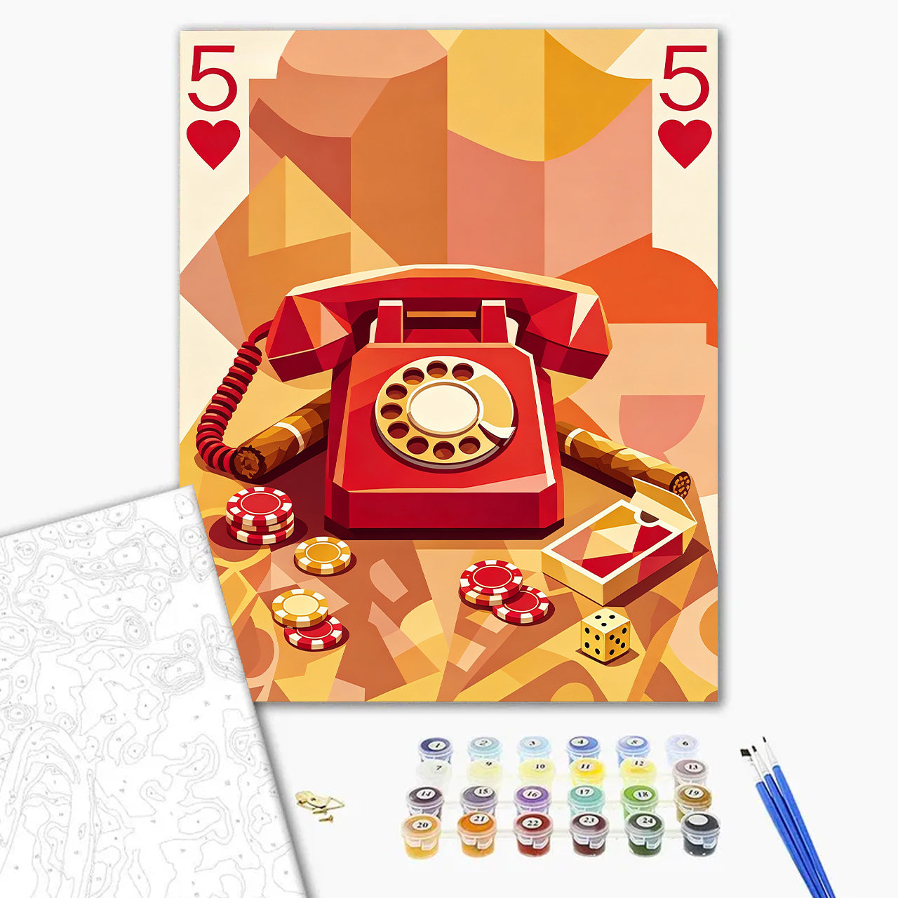 Vintage Phone Five of Hearts