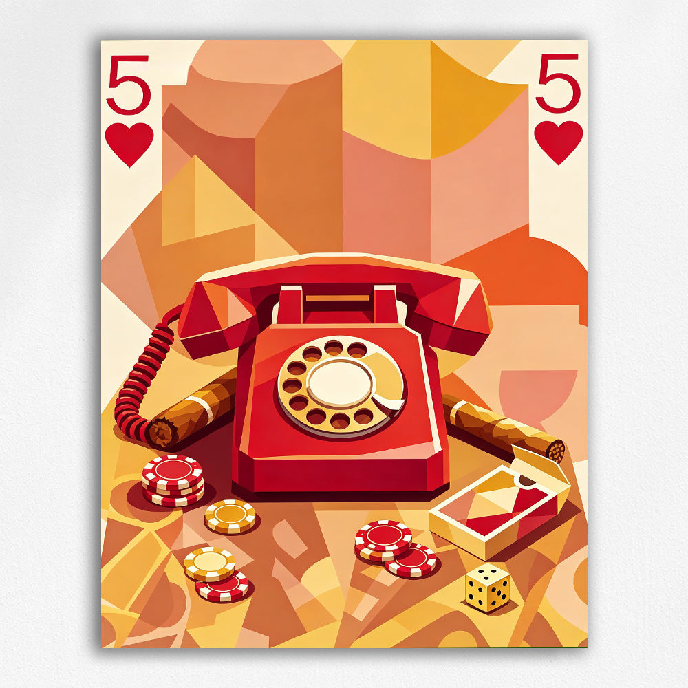 Vintage Phone Five of Hearts
