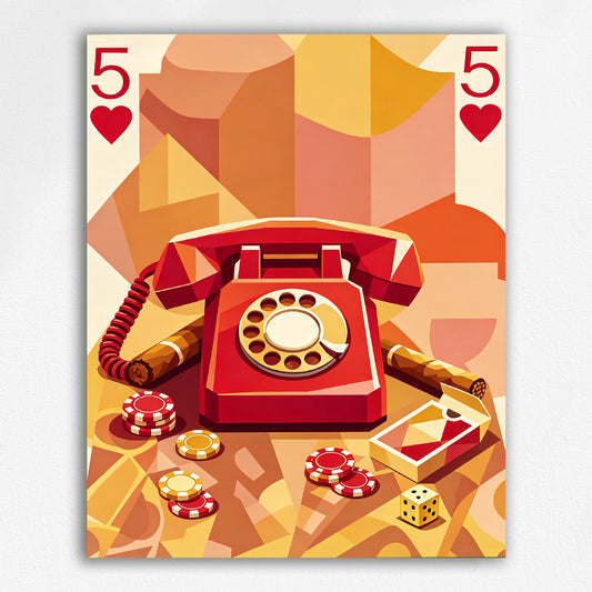 Vintage Phone Five of Hearts