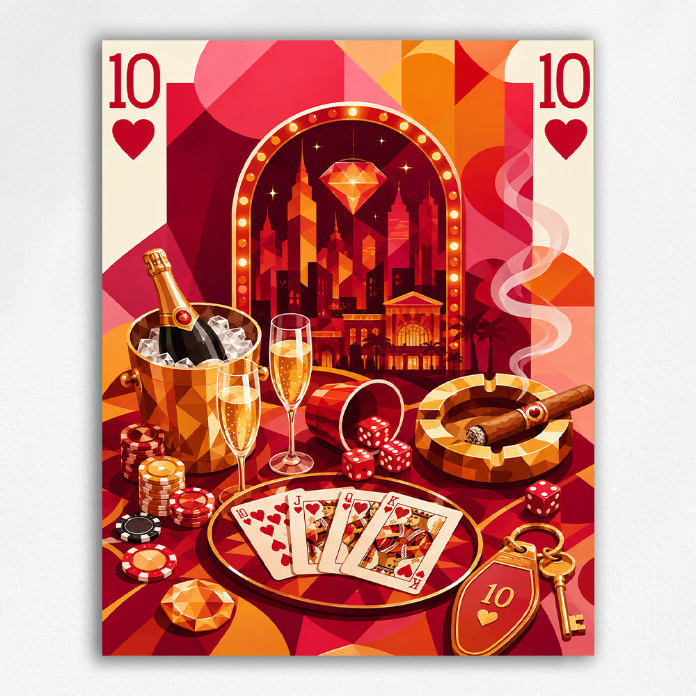 Diamond Neon Ten of Hearts