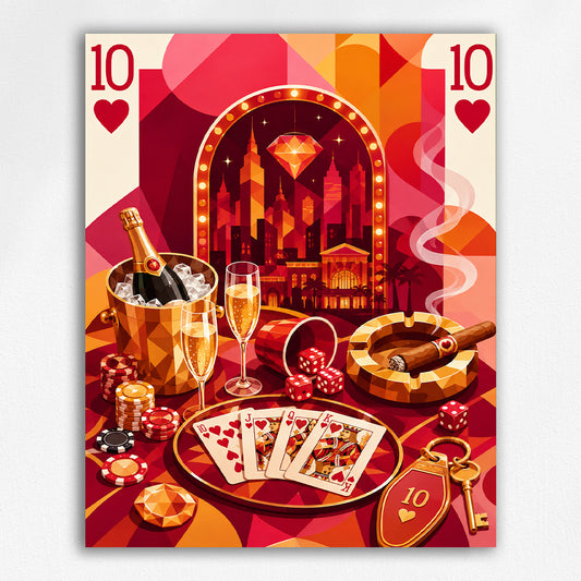 Diamond Neon Ten of Hearts