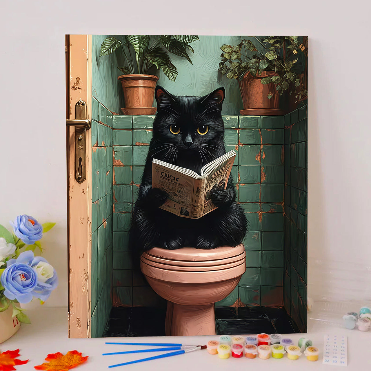 Black Cat on Pink Loo
