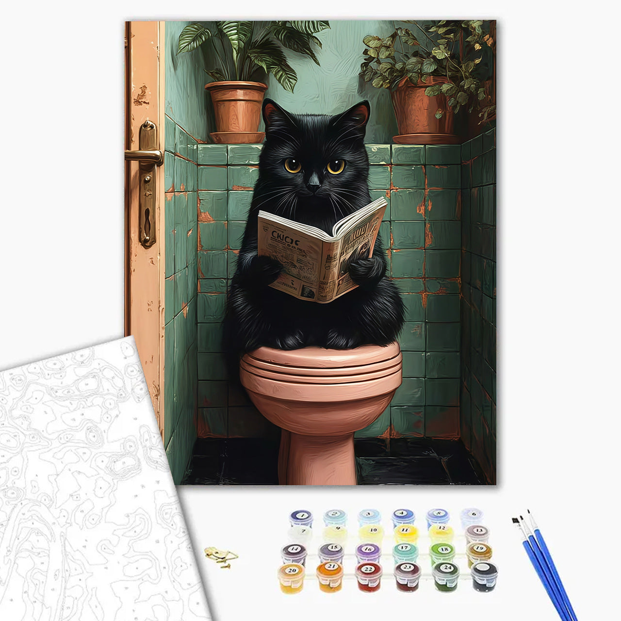 Black Cat on Pink Loo