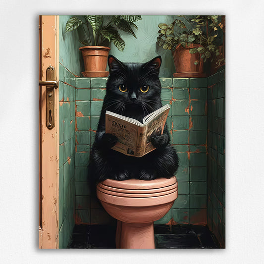Black Cat on Pink Loo