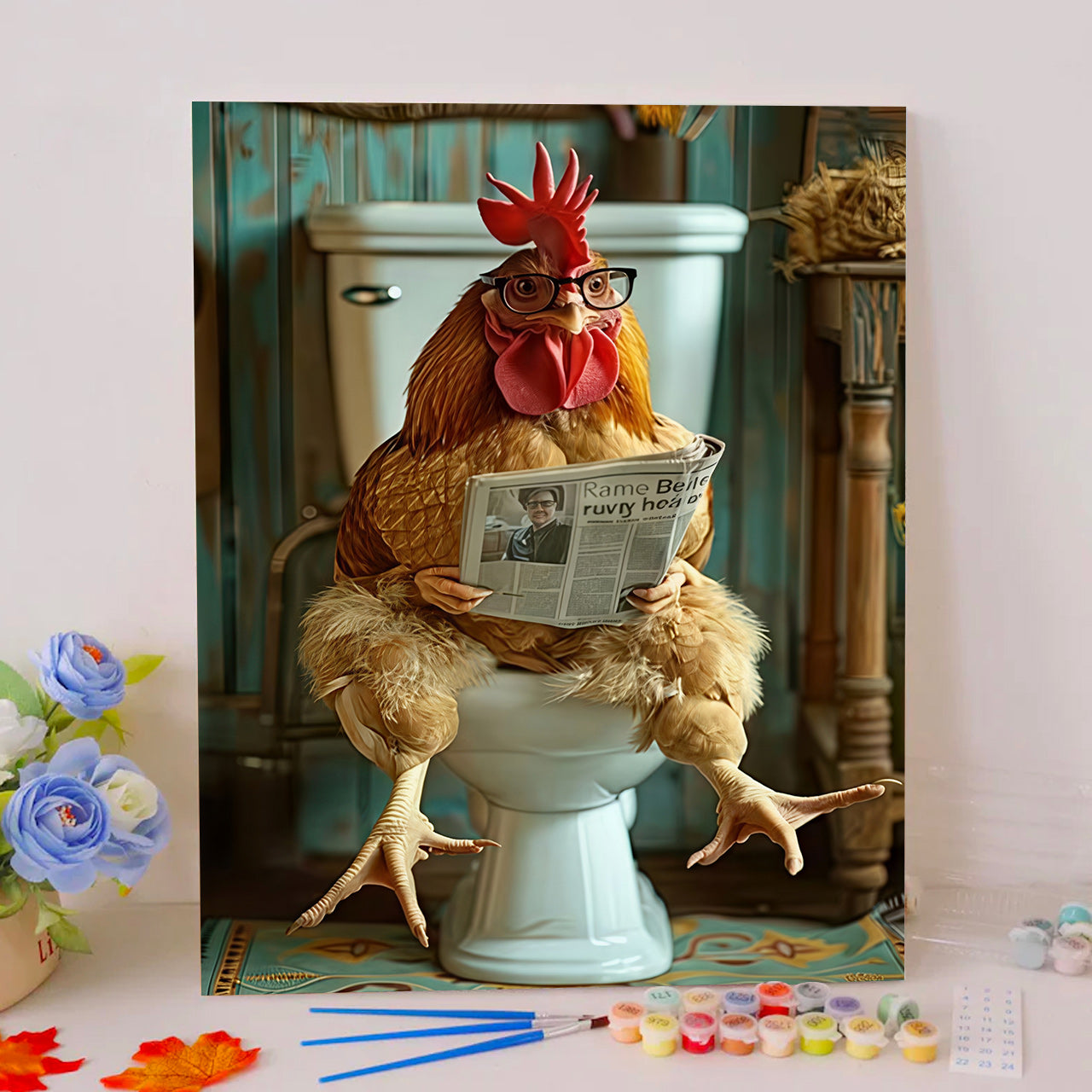 Newspaper Rooster on Loo