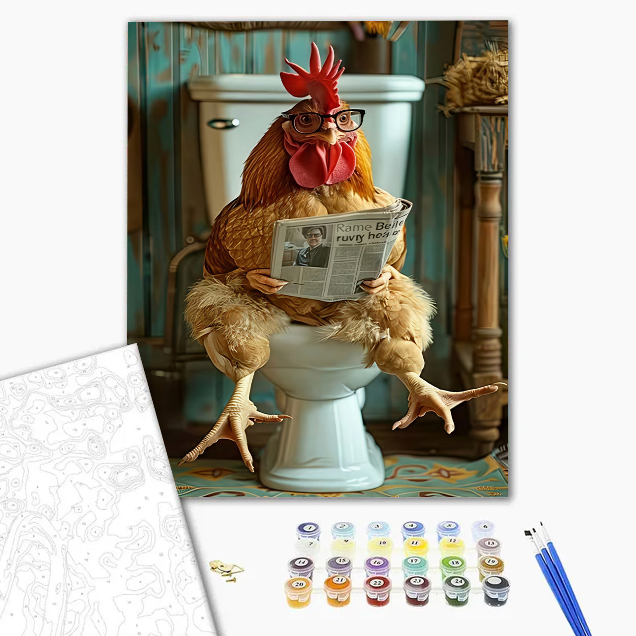 Newspaper Rooster on Loo