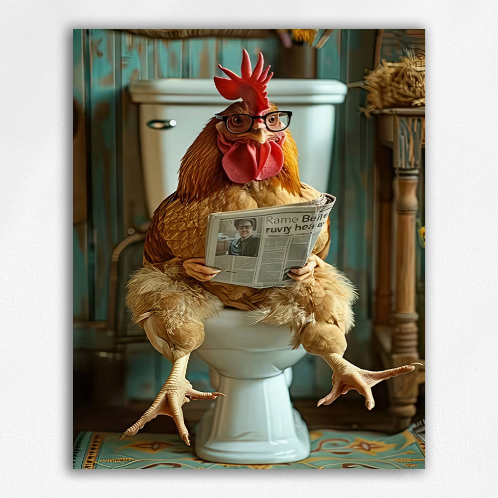 Newspaper Rooster on Loo