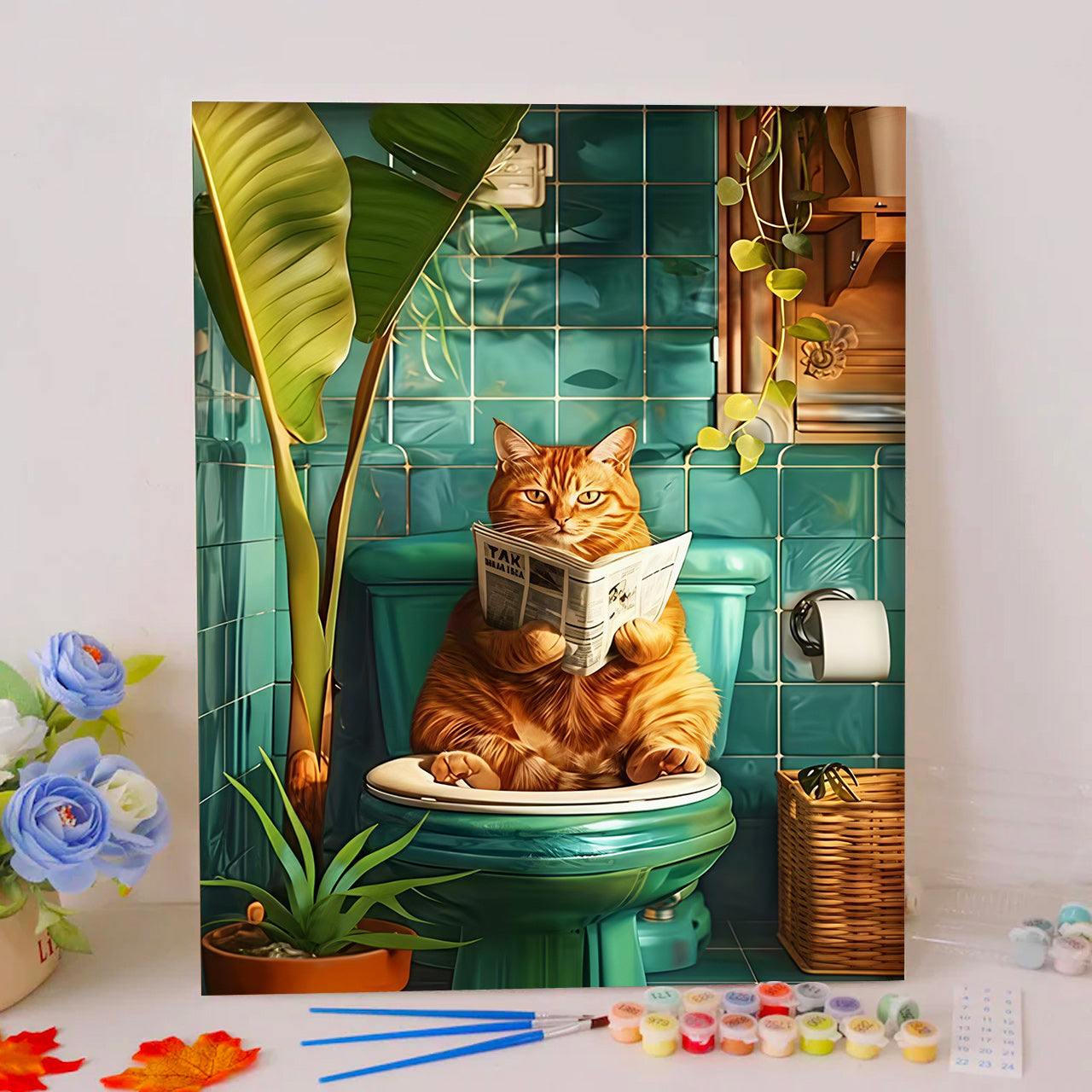 Ginger Cat on Green Loo