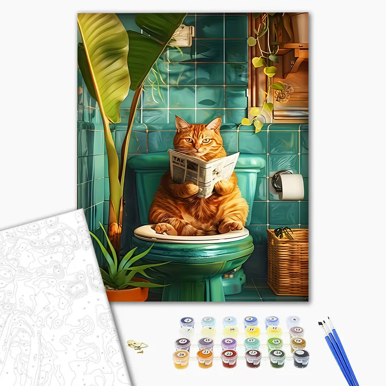 Ginger Cat on Green Loo