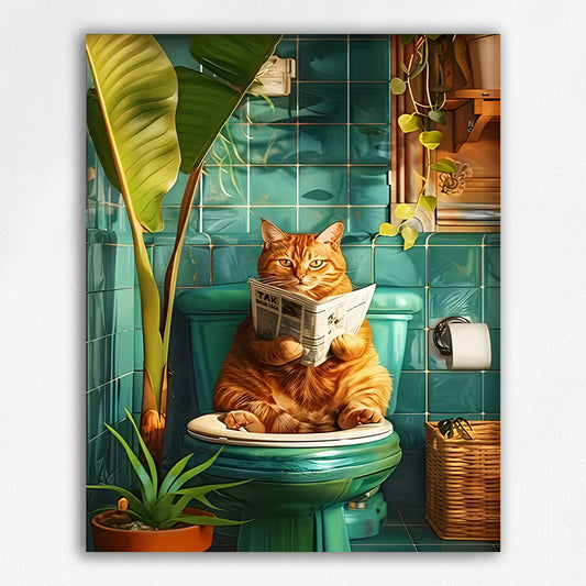 Ginger Cat on Green Loo