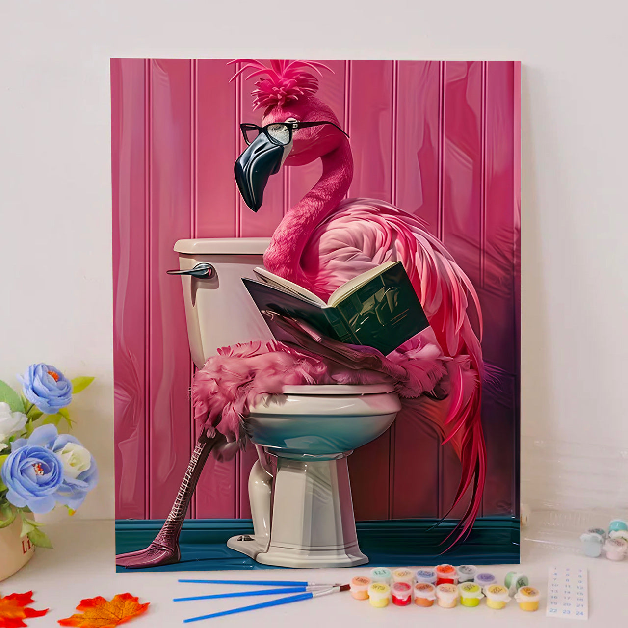 Book-Loving Flamingo on Loo