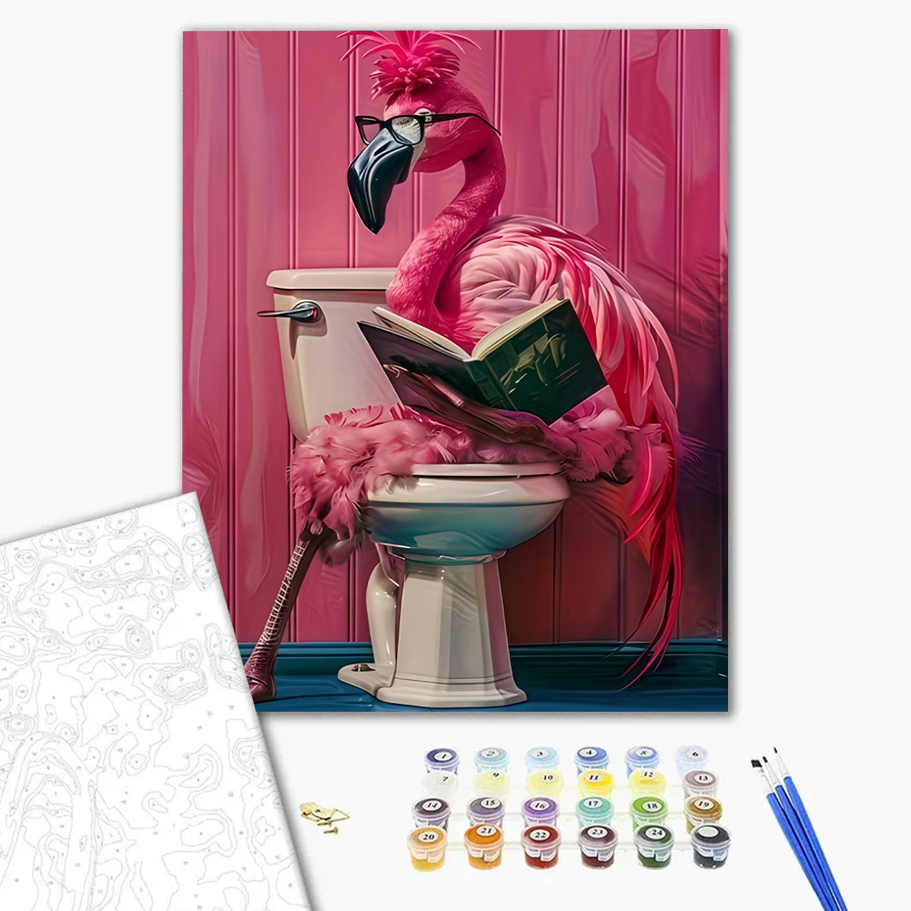 Book-Loving Flamingo on Loo