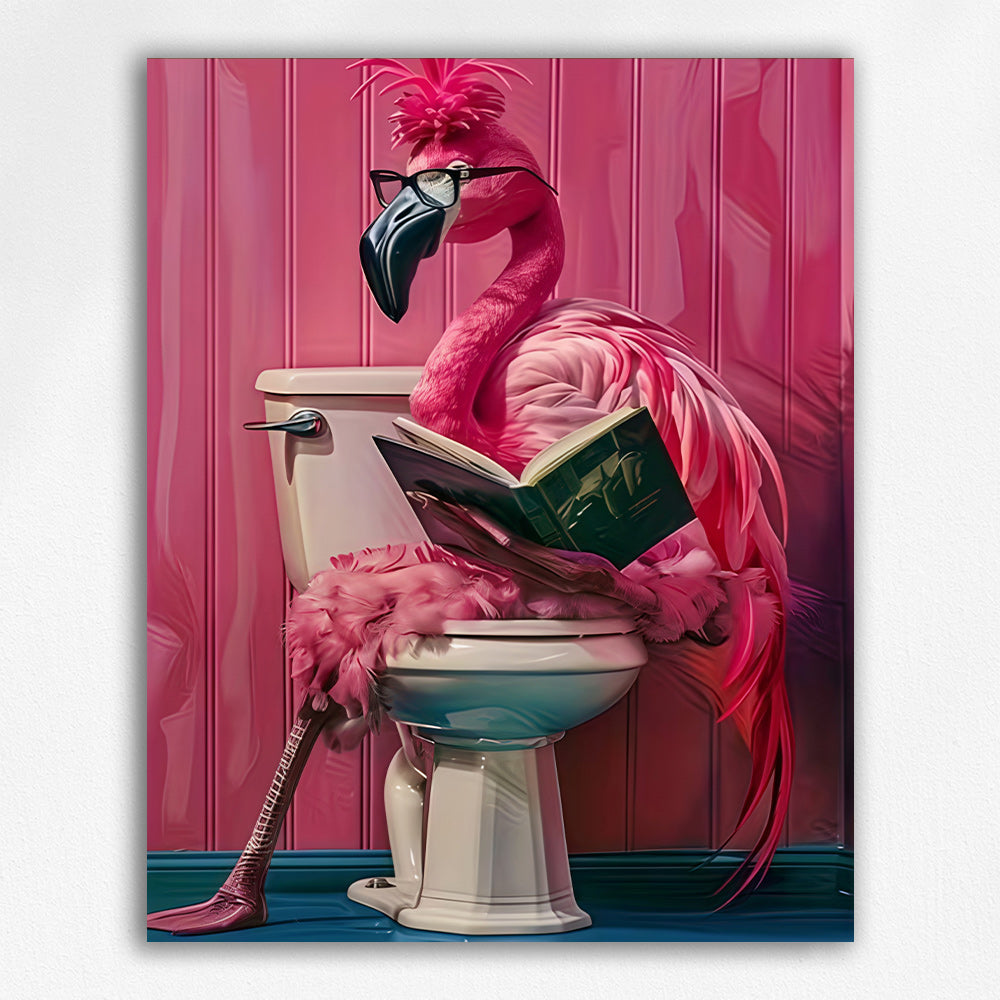 Book-Loving Flamingo on Loo