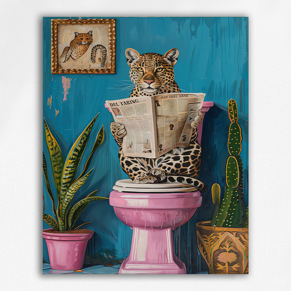 Leopard on Pink Toilet