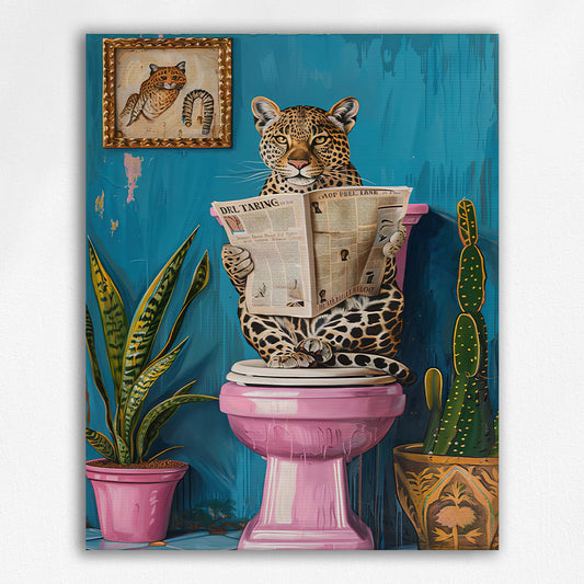 Leopard on Pink Toilet