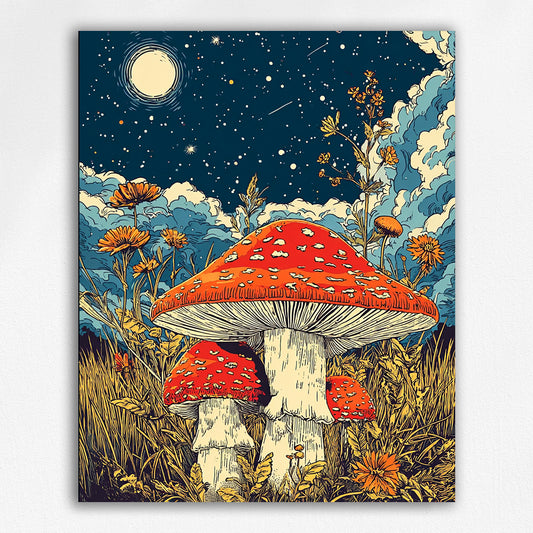 Starlit Mushroom Meadow - Paint by Numbers Kits