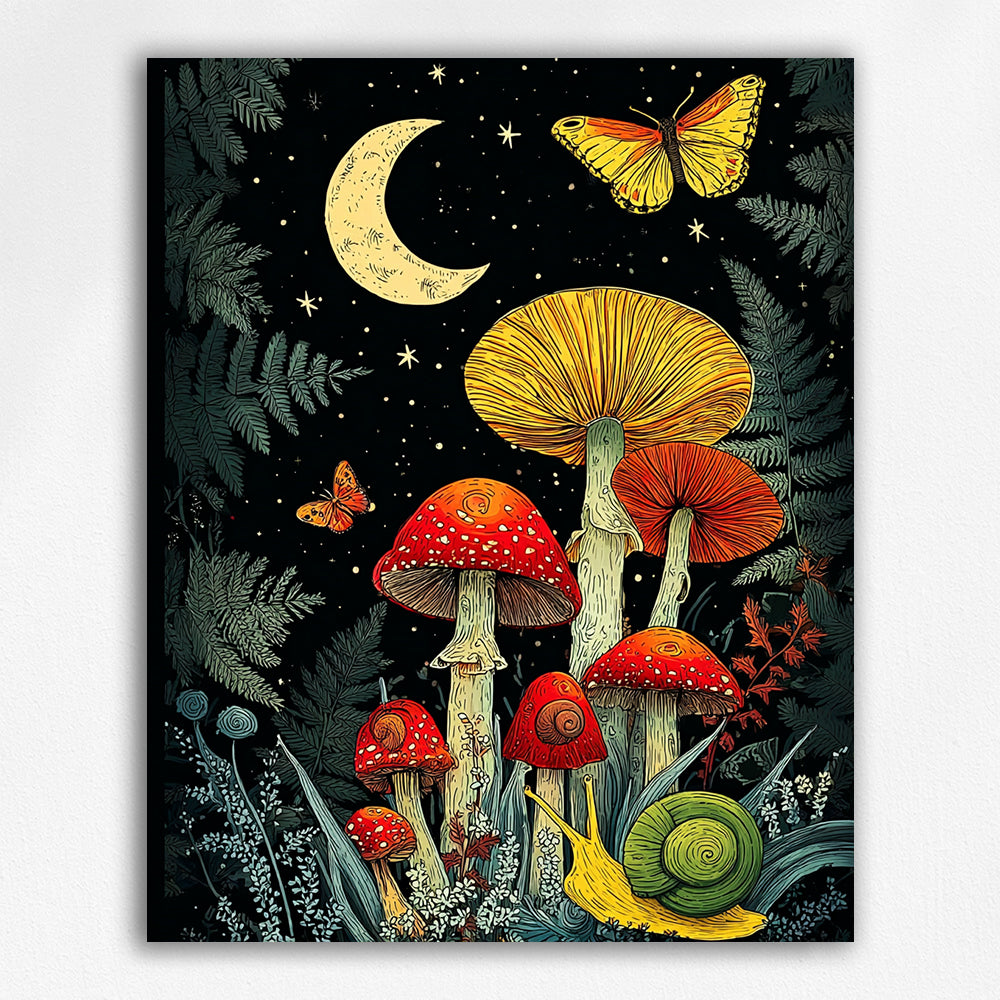 Moonlit Fungi and Butterflies - Paint by Numbers Kits