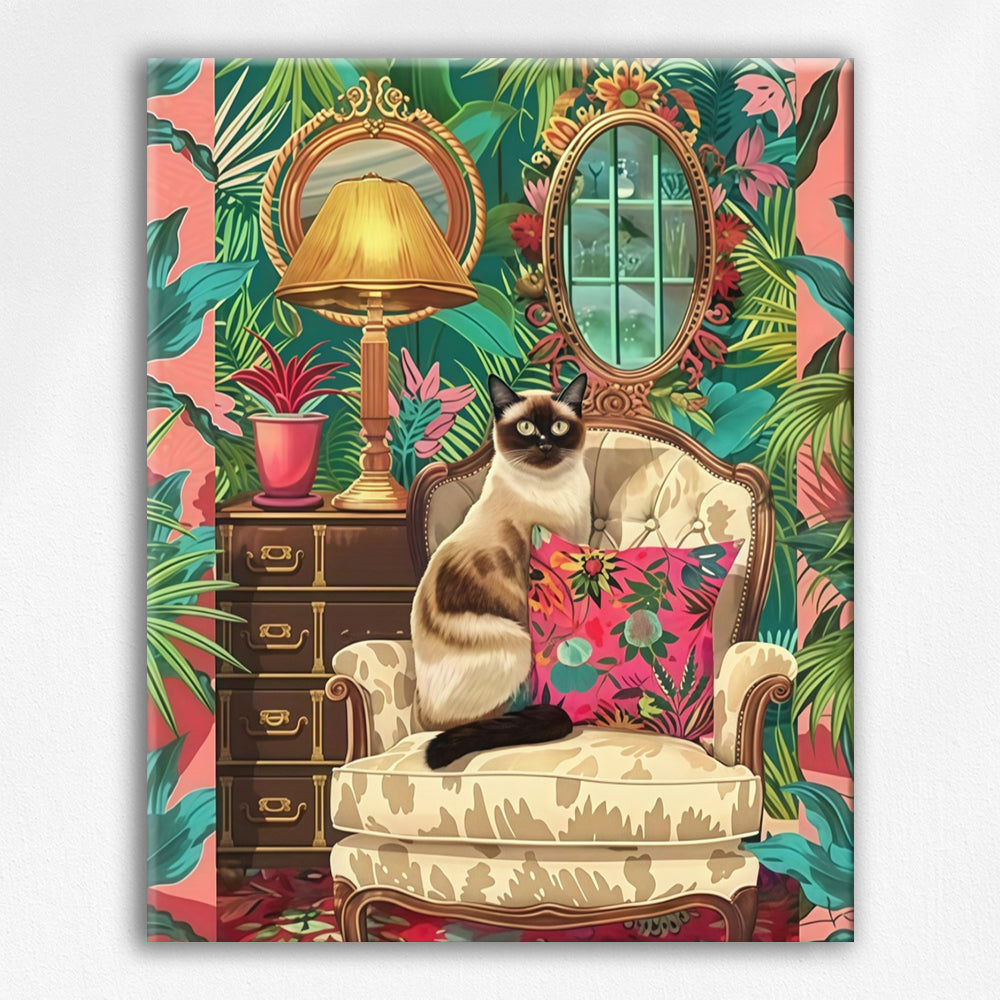 Siamese Cat’s Tropical Chic Lounge