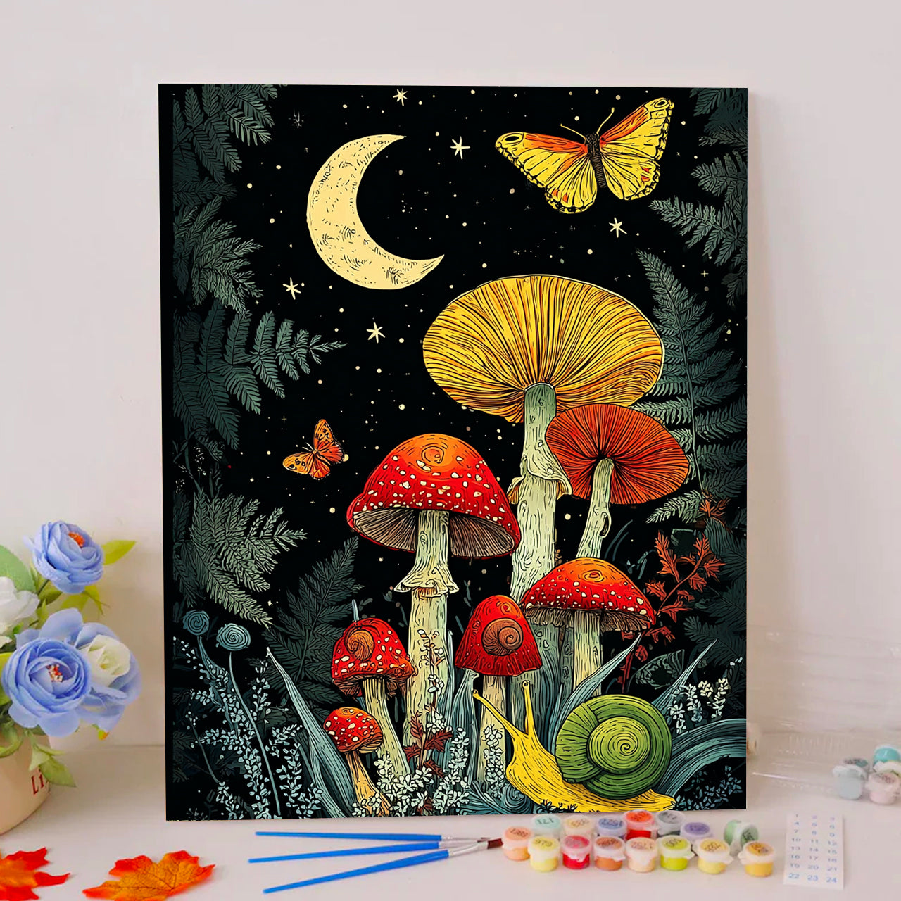 Moonlit Fungi and Butterflies - Paint by Numbers Kits
