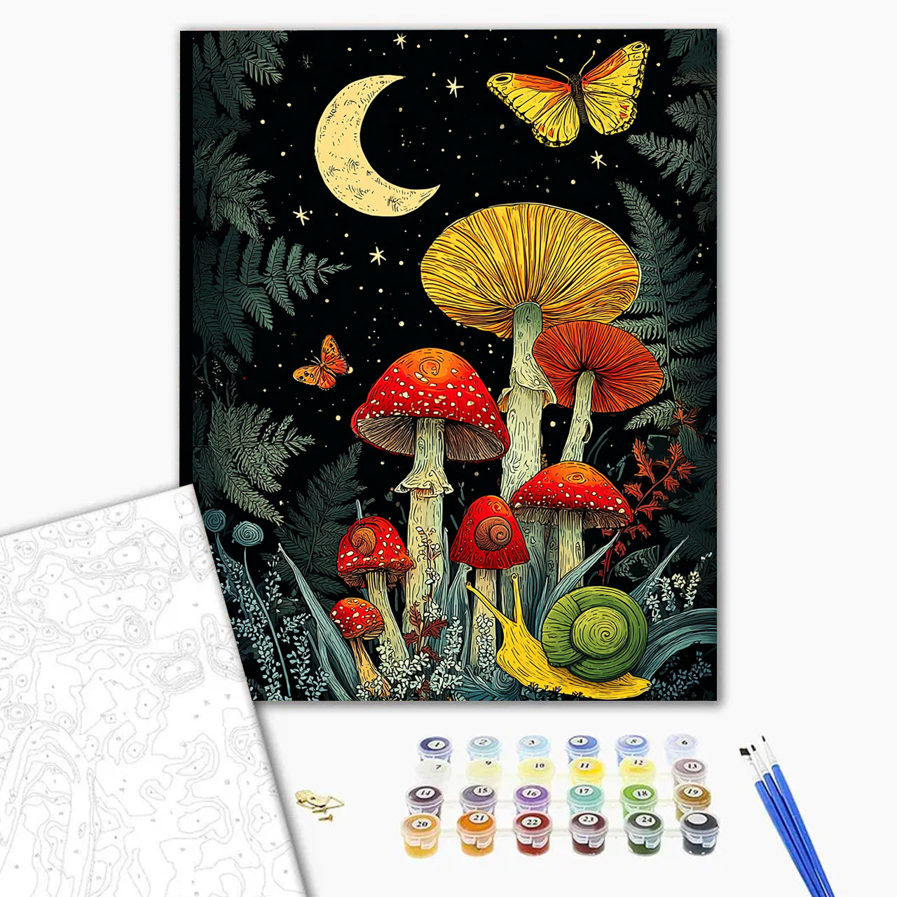 Moonlit Fungi and Butterflies - Paint by Numbers Kits