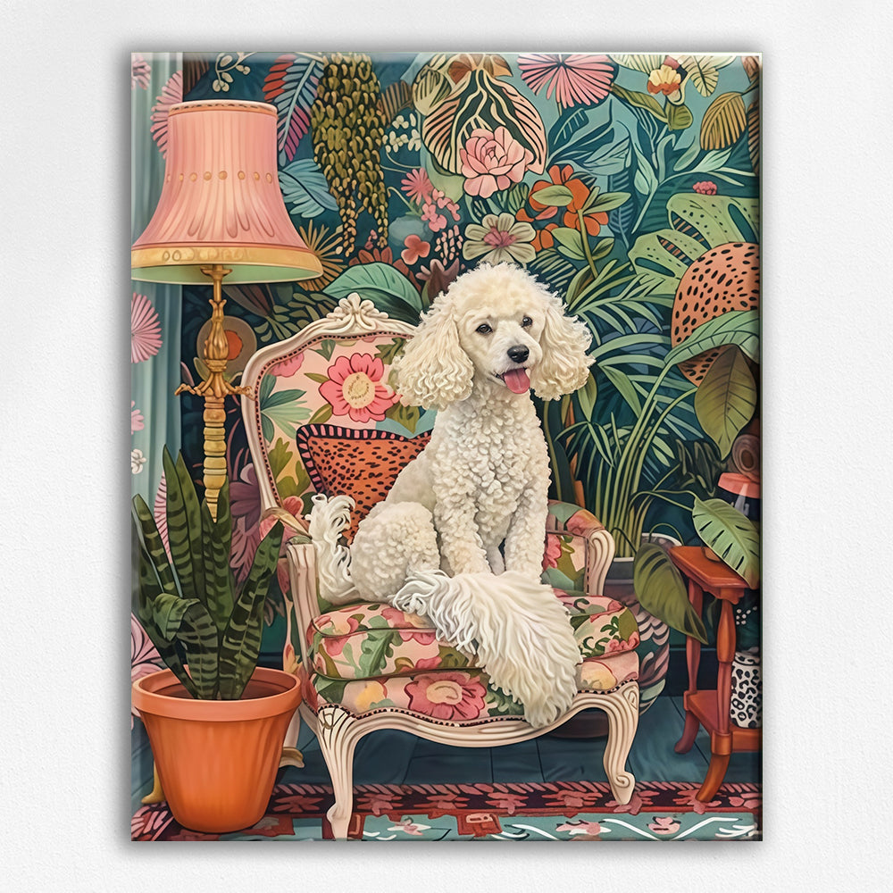 Poodle’s Vibrant Floral Armchair Spot