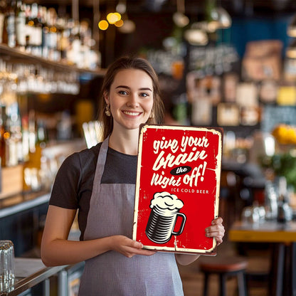 Rest and Drink Cold Beer - Metal Tin Sign Paint