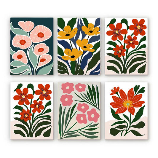 6 Mini Paintings - Gorgeous Flower Set