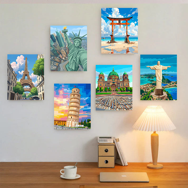 6 Mini PBN - Vibrant World Landmarks