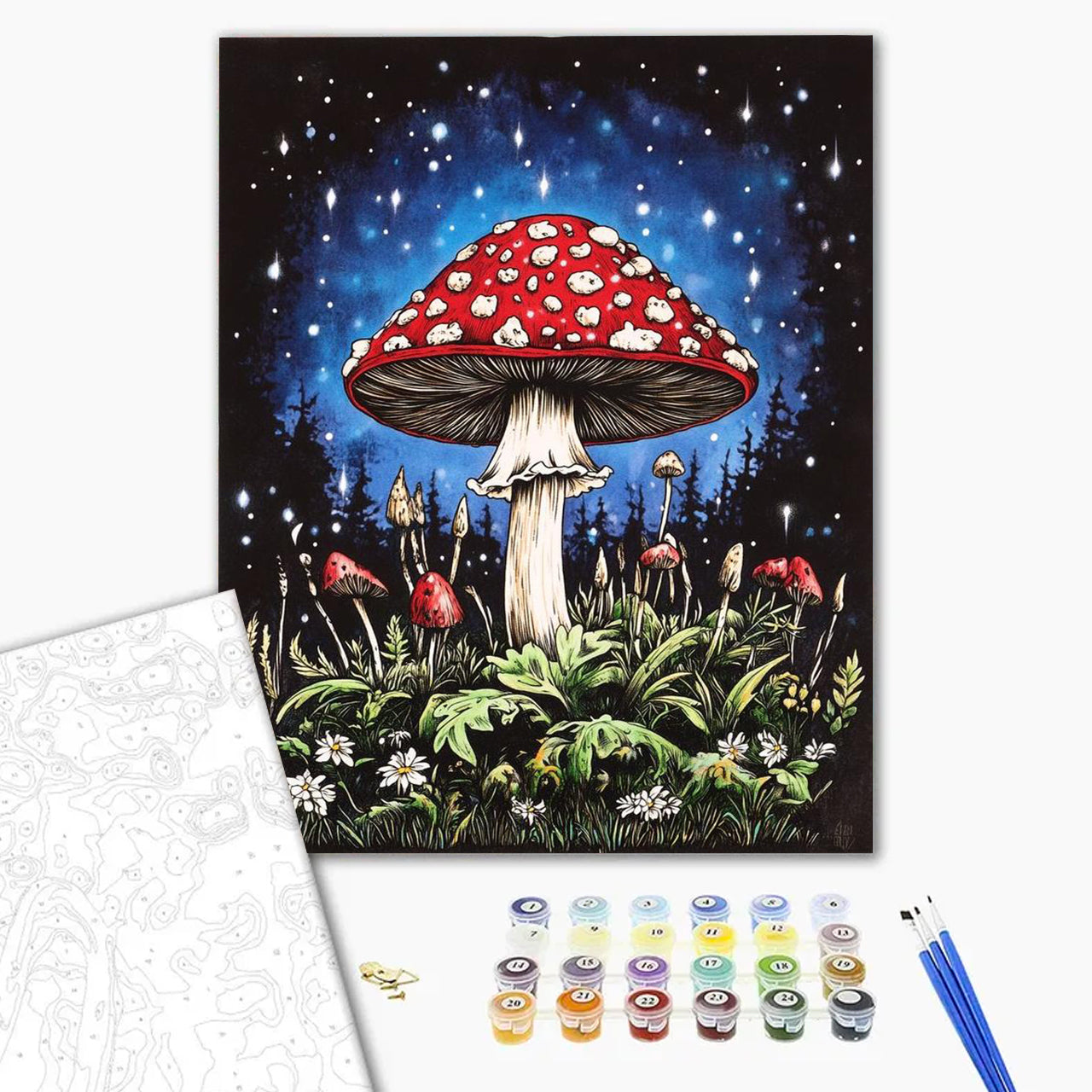Enchanted Fungi at Midnight - Paint by Numbers Kits