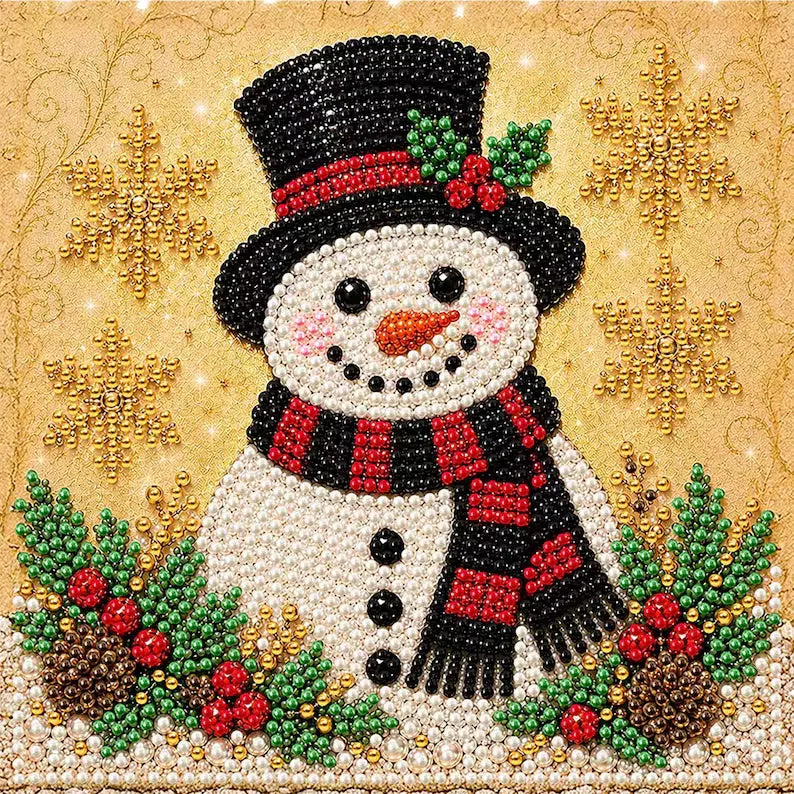Christmas Diamond Art Kit, Cute Santa Pearl Bead Painting Craft, DIY Pearl Diamond Painting for Adults Beginners, Holiday Home Decor Gift
