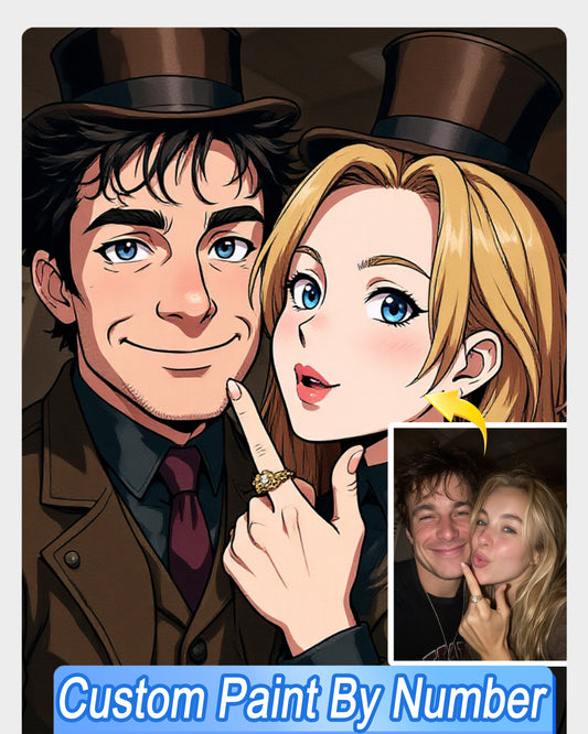 AI Steampunk Anime Style Art From Your Photo - Custom Paint by Numbers