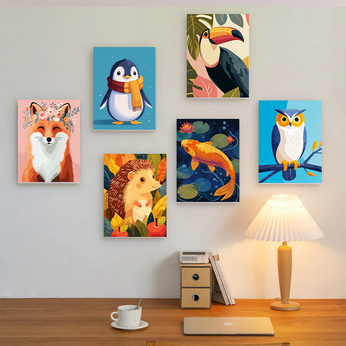 6 Mini PBN -Joyful Friends: Animal Portraits