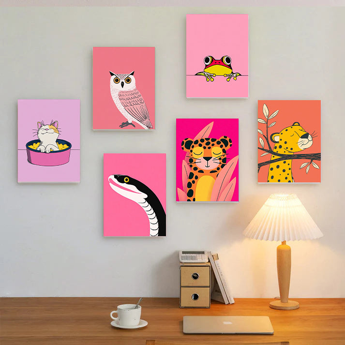 6 Mini PBN -Colorful Critters: A Playful Portrait Set
