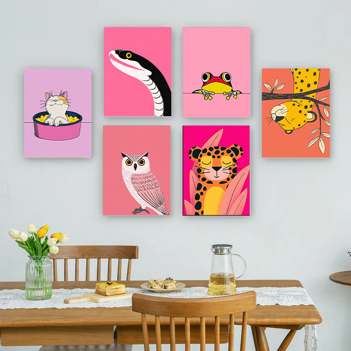 6 Mini PBN -Colorful Critters: A Playful Portrait Set