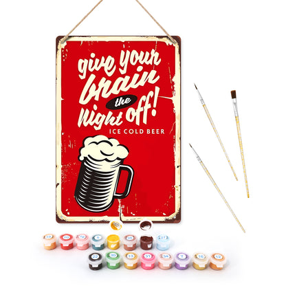 Rest and Drink Cold Beer - Metal Tin Sign Paint