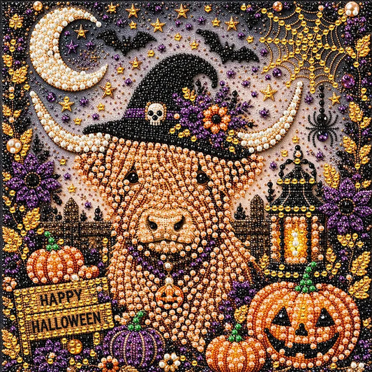 Halloween Diamond Art Kit, Black Cat Pearl Bead Painting Craft, DIY Pearl Diamond Art for Adults, Spooky Cute Halloween Gift for Her