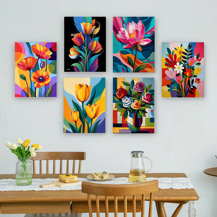 6 Mini PBN -Six Blooms in Color Fields