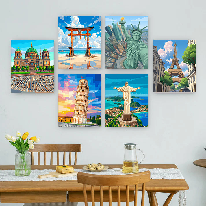 6 Mini PBN - Vibrant World Landmarks