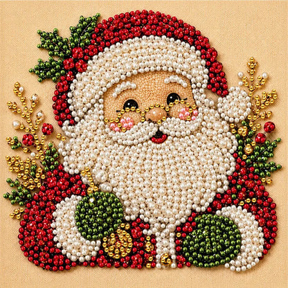 Christmas Diamond Art Kit, Cute Santa Pearl Bead Painting Craft, DIY Pearl Diamond Painting for Adults Beginners, Holiday Home Decor Gift