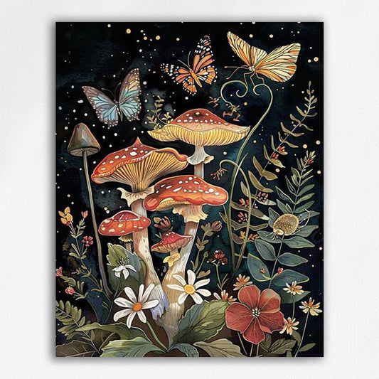 Butterflies Among the Fungi - Paint by Numbers Kits
