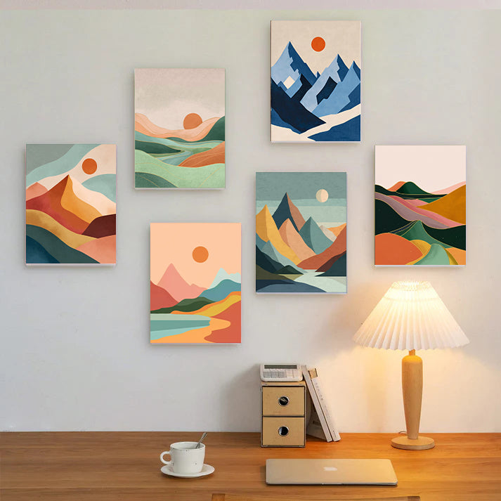 6 Mini PBN - Geometric Mountain Scenes