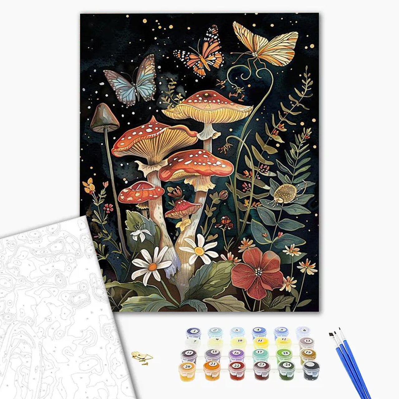 Butterflies Among the Fungi - Paint by Numbers Kits