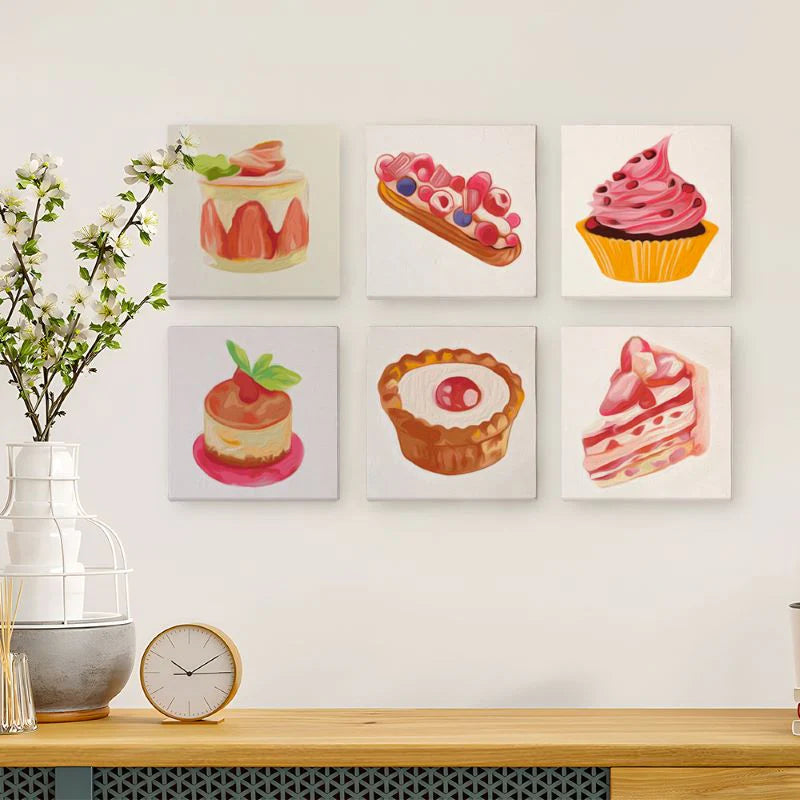 6 Mini Paintings - Pastries