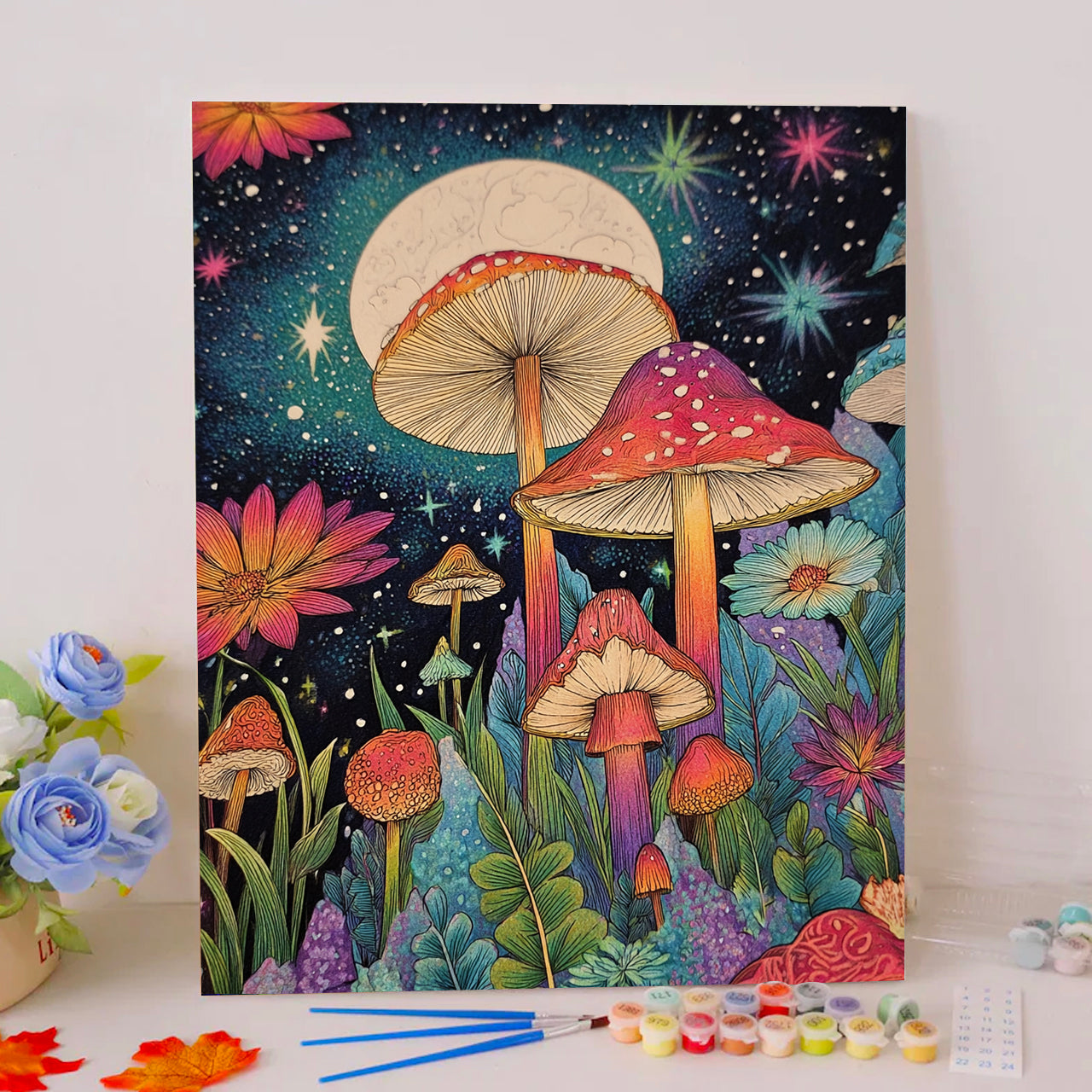 Radiant Mushrooms at Night - Paint by Numbers Kits