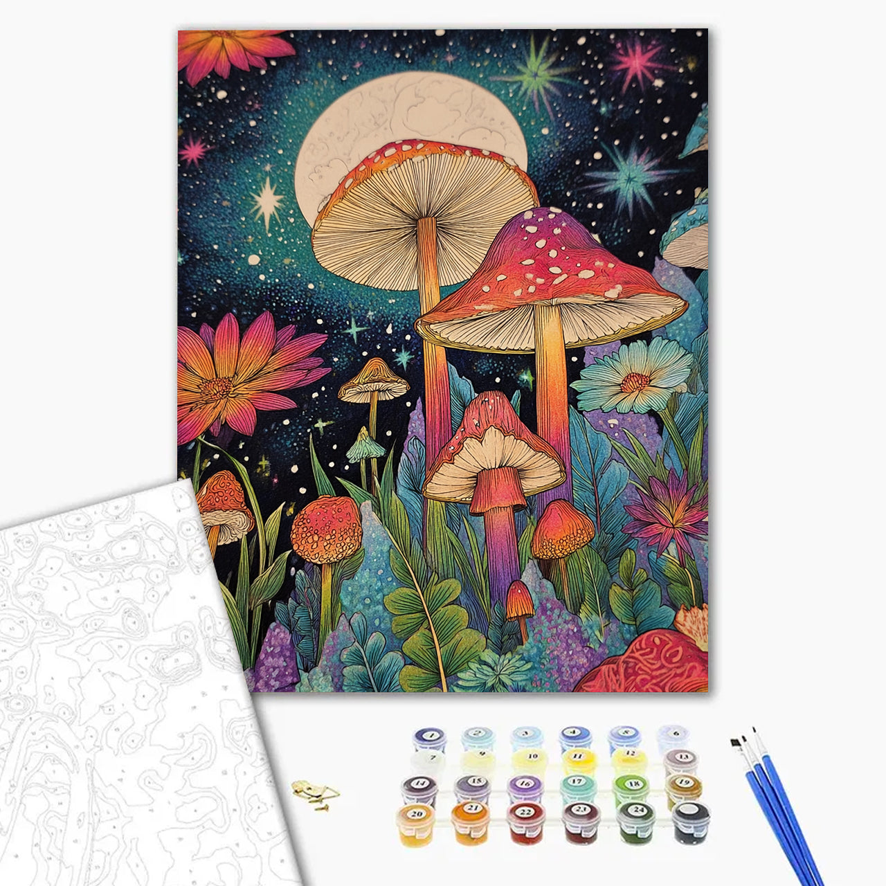 Radiant Mushrooms at Night - Paint by Numbers Kits