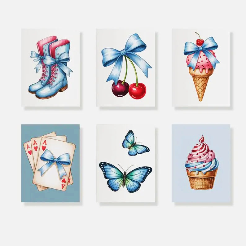 6 Mini PBN - Blue bow Framed