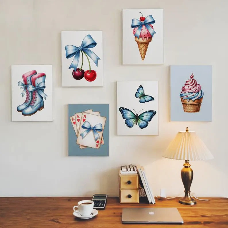 6 Mini PBN - Blue bow Framed