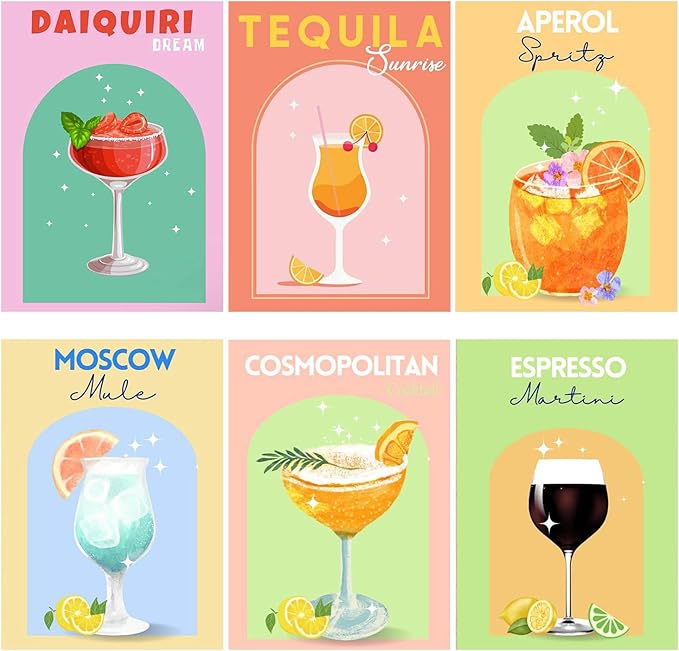 6 Mini PBN - Cocktail Series  Framed